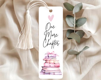 Personalised Stack of Books Bookmark, One More Chapter Pink, Blue and Green Bookmark, Personalised Bookmark, Book Lover Gift