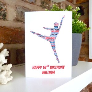 Personalised Male Dancer 1 Card, Personalised Birthday Card, Boy Dancer Card, Dance Birthday Card,