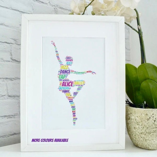 Personalised Dancer  Print, Personalised Dancer 2 Print,  Word Art Print, Unframed Print, Personalised Print