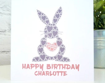 Personalised Bunny Card, Personalised Easter Bunny Card, Personalised Easter Card, Personalised Bunny Birthday Card