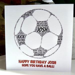Personalised Football Birthday Card, Soccer Card, Football Card, Football Birthday Card,