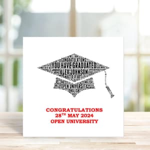 Personalised Graduation Card, Personalised Mortar Board Card, Personalised Graduation Print, Mortar Board Print