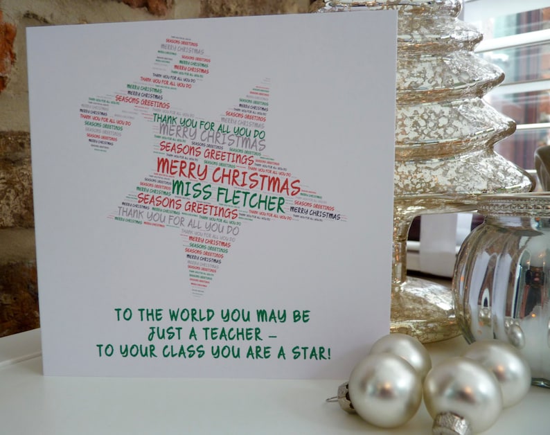 Personalised Teacher Christmas Card Teacher Card Etsy