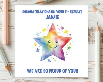 GCSE Congratulations Card – Blue Star With Padded Embellished Star Design By Claire Giles