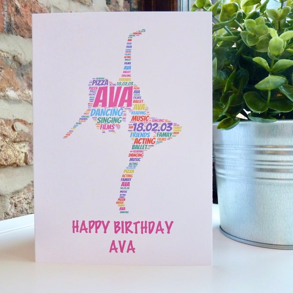 Personalised Dancer Birthday Card , Personalised Dancer Card,  Dancer Card, Personalised Birthday Card