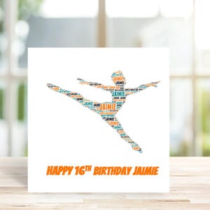 Personalised Male Dancer 3 Card, Personalised Birthday Card, Boy Dancer Card, Dance Birthday Card,