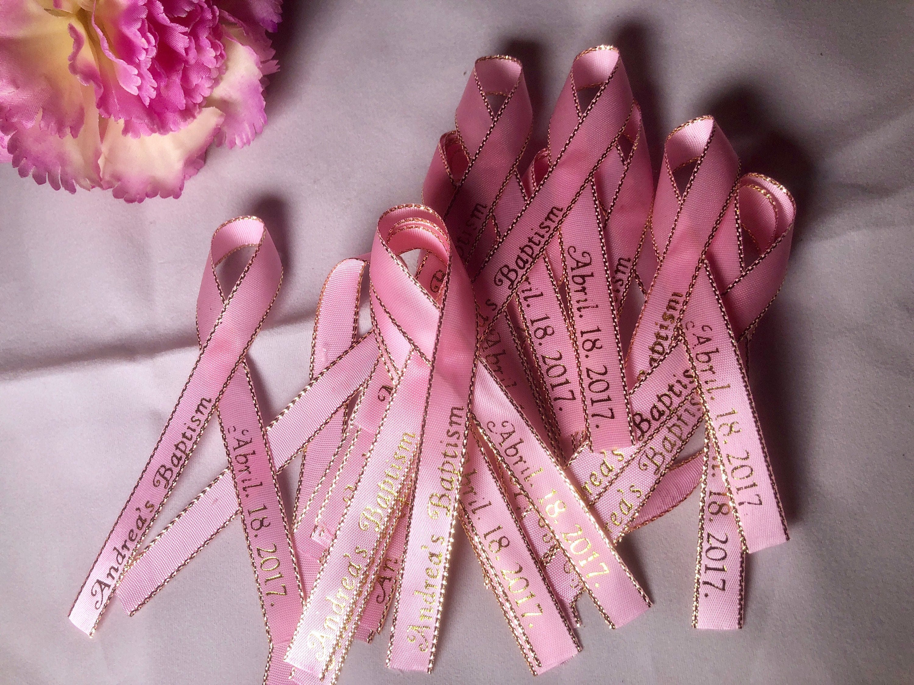 Personalized Ribbons for Wedding Bridal Shower Baby Shower Celebration  Party Favor Custom Wording Assembled for Gifts Pack of 25 