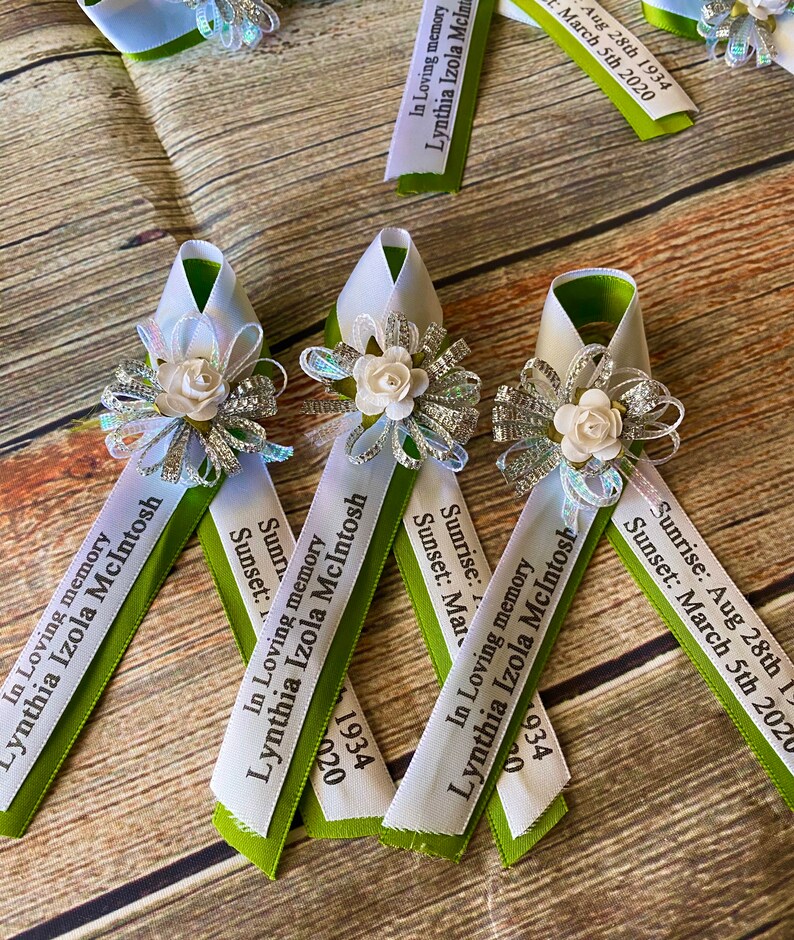 12 Personalized ribbon to wear on flap funeral service Etsy