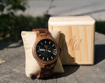 Engraved Koa Wood Watch, Husband Gift, Anniversary Watch