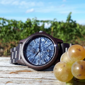 Engraved Watches, Wenge wood watch, Blue Marble watch, Black wood watch, Groomsmen Gift, Gift for him, Boyfriend gift, Christmas gift