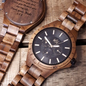 Wood Watches, Boyfriend Gift, engraved watch, groom gift, Mens watch, gift for him, watch for mens, engraved watch, Fathers day gift, TN10 image 2