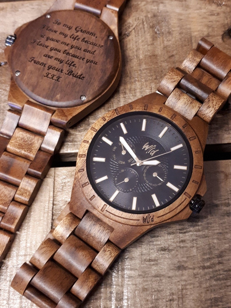 Wood Watches, Boyfriend Gift, engraved watch, groom gift, Mens watch, gift for him, watch for mens, engraved watch, Fathers day gift, TN10 image 2