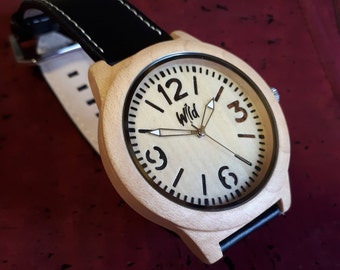 Engraved Maple Wood Watch, Personalized Gift for Men