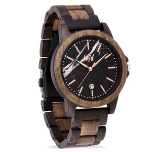 Wood and marble Watch, Personalized Watches, Wood watch, Son gift, wooden watch, Father&#39;s day gift, Boyfriend Gift, Cadeau personnalisé