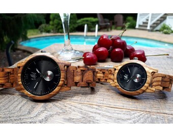 Couples Gift, 5th anniversary gift,  Wood Watch, Wedding Gift, watch giftset, Husband Gift, valentines day gift, gift for couple, WHB10-WFB1