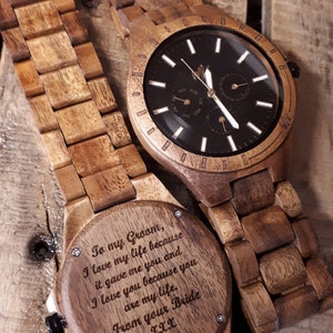 Wood Watches, Boyfriend Gift, engraved watch, groom gift, Mens watch, gift for him, watch for mens, engraved watch, Fathers day gift, TN10 image 4