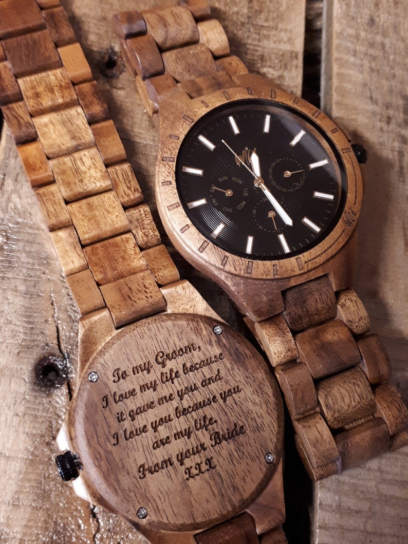 Wood Watches, Boyfriend Gift, engraved watch, groom gift, Mens watch, gift for him, watch for mens, engraved watch, Fathers day gift, TN10 image 4