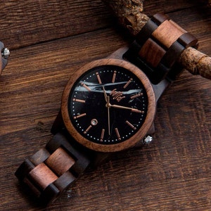 Wood and marble Watch, Personalized Watches, Wood watch, Gift for him, Son gift, wooden watch, Father&#39;s day gift, Boyfriend Gift