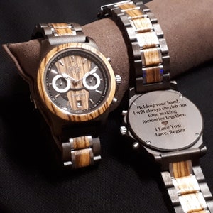 5th anniversary gift for husband, Wooden watch for men, 5 year anniversary gift for him wood, 5th anniversary gift wood, Engraved watch men