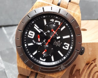 Luxury wood watch, Father's day gift, Boyfriend Gift, Mens watch, Groomsmen gift, Husband Gift, Engraved wood watch, Custom Gift, BB10
