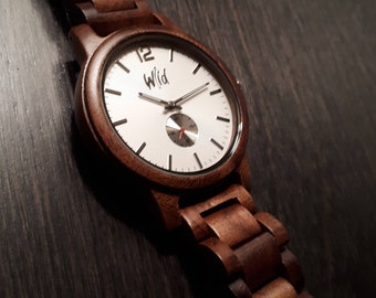 Montre en bois, cadeau fête des pères, cadeau petit ami, montre homme, cadeau garçons d'honneur, cadeau mari, cadeau d'anniversaire, gravure, montre gravée, WHW20