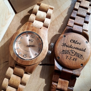 Set of 4 Bridesmaid watches, mother of the bride watch, Bridesmaid gift, wedding  gift, bridesmaid watch, women personalized wood watch.RN20
