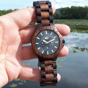 Houten horloge, bruidsjonkers kijken, bruidegom cadeau, Valentijnsdag geschenk, houten horloge mannen, bruiloft, herenhorloge, cadeau voor heren, vaderdagcadeau, TN30 afbeelding 2