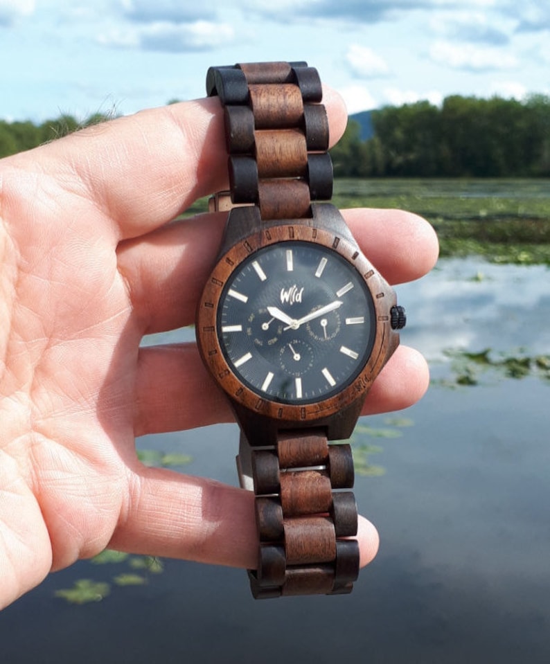 Houten horloge, bruidsjonkers kijken, bruidegom cadeau, Valentijnsdag geschenk, houten horloge mannen, bruiloft, herenhorloge, cadeau voor heren, vaderdagcadeau, TN30 afbeelding 2