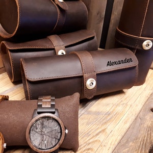 Luxury Watch Roll Case Display Watch Box Genuine Leather Travel Wristwatch  Jewelry Storage Pouch Organizer Gift Free Engraving