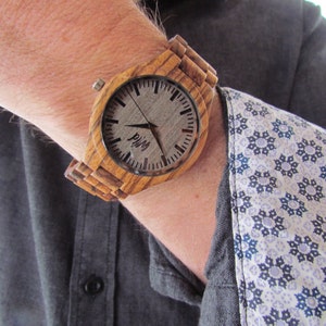 Wood Watches, personalized watch, Boyfriend Gift, custom watch, anniversary watch, Engraved watch, Anniversary Gift, zebra wood, TOP500