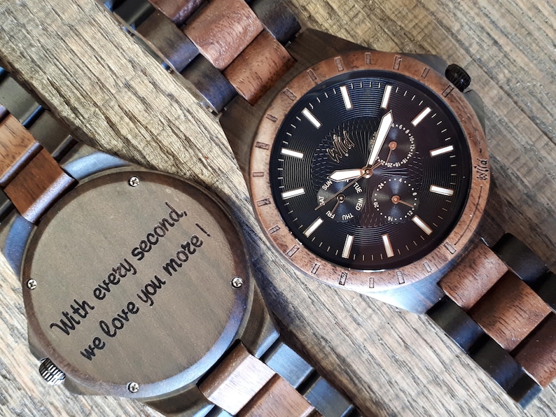 Houten horloge, bruidsjonkers kijken, bruidegom cadeau, Valentijnsdag geschenk, houten horloge mannen, bruiloft, herenhorloge, cadeau voor heren, vaderdagcadeau, TN30 afbeelding 5