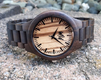 Reloj de madera con escritura grabada, reloj de madera, reloj personalizado, reloj para hombres, regalo de padrinos, reloj de madera personalizado, regalo personalizado, Top20