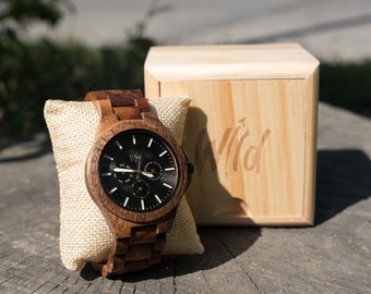 Engraved Wood Watch, Boyfriend Gift, Personalized wooden watch, groom gift, Mens watch, gift for him, Fathers day gift, Valentines day gift