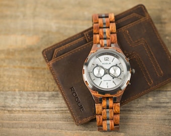 Reloj Kosso Wood, acero inoxidable, cristal de zafiro, diseño único.