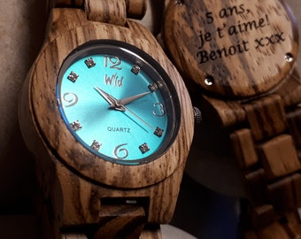 Wood Watch for women, personalized watch, gift for women, wedding gift, mothers day gift, gift for her, montre bois. RN30
