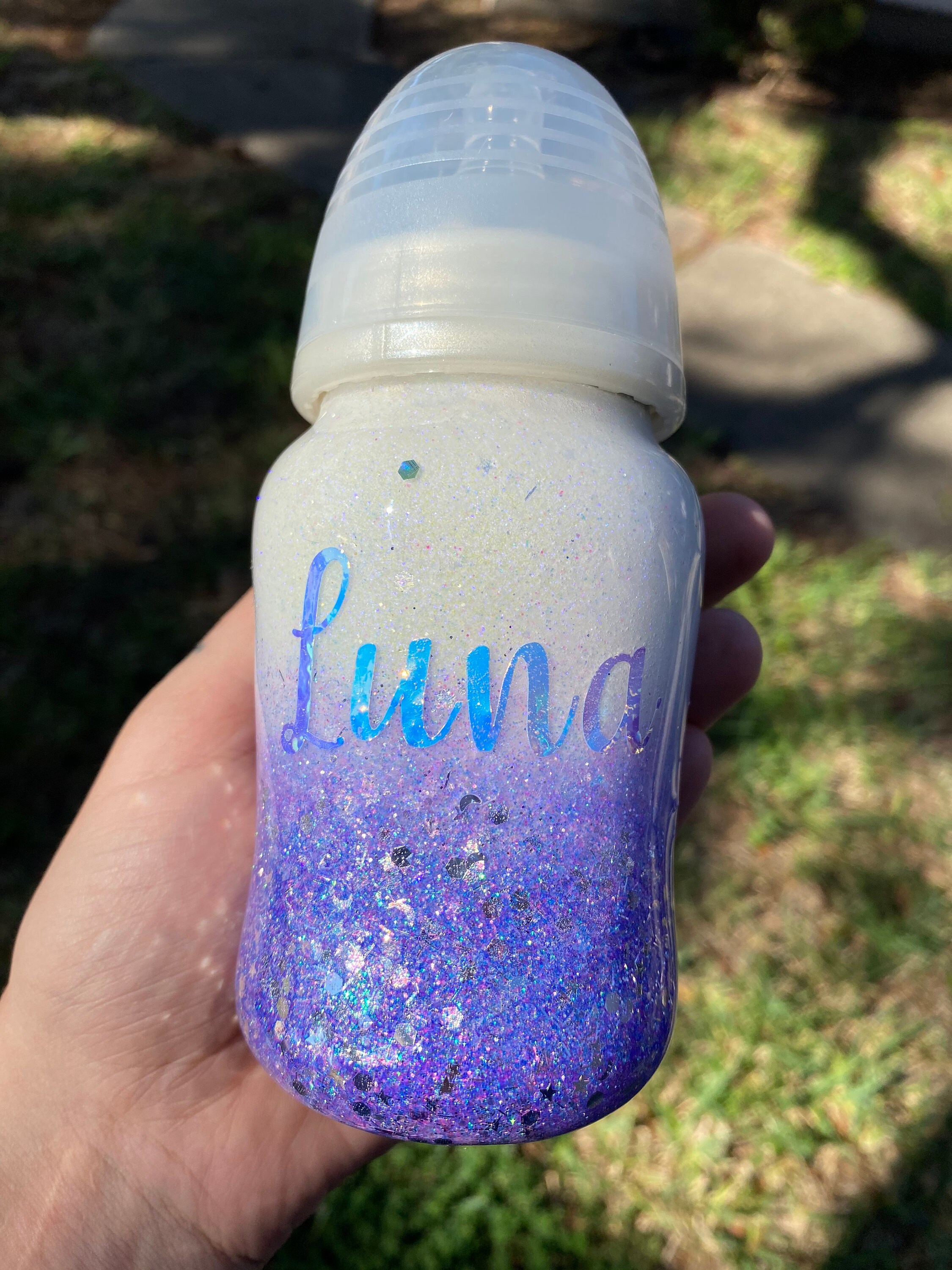 White and Purple Baby Bottle Stainless Steel Baby Bottle Etsy