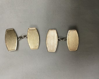 Stunning Original Vintage 1950s Gold Tone Lucite Mother OF Pearl Oblong Front Gilt Metal Bullet Back Cufflinks Mens Fashion Accessories