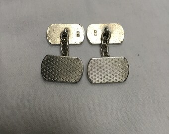 Mid 20th Century Gents Retro Jewellery Accessory 1950s 1960s Gold Tone Metal /& Pearlised Grey Acrylic Oval Centres Vintage Mens Cufflinks