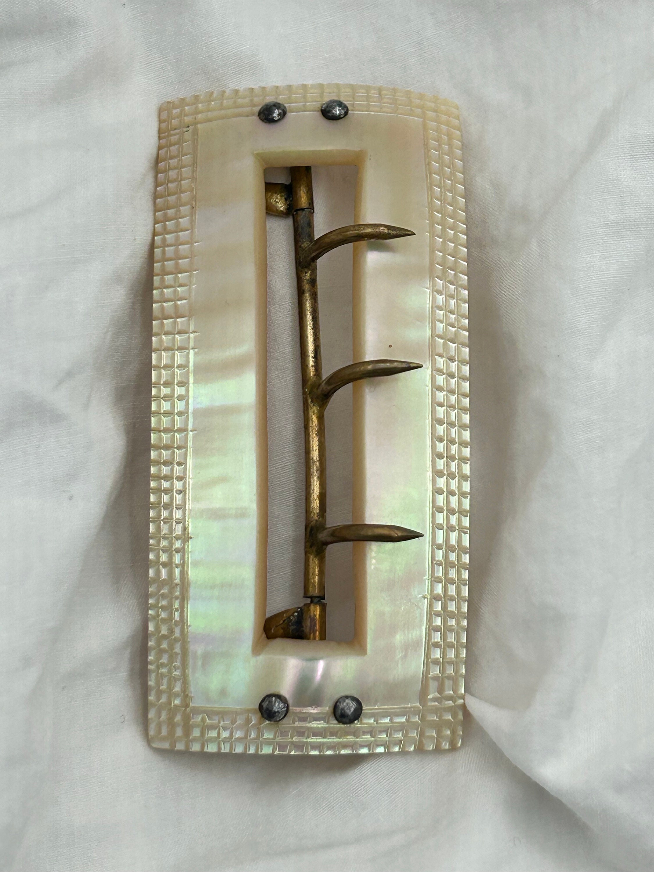 Antique Victorian 1800s Carved White Mother of Pearl Large  display picture 3