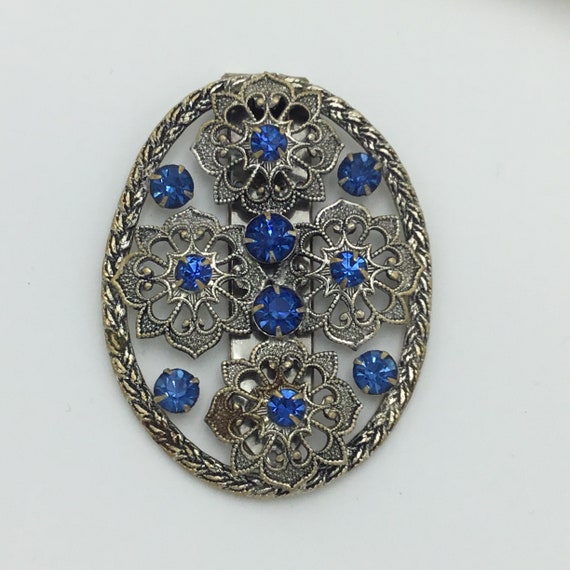 Vintage Art Deco big C1920s to 1930s sapphire blu… - image 4