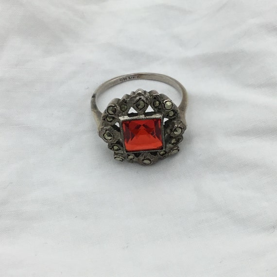 Art Deco C1930s to 1940s ruby red glass 8mm and S… - image 8
