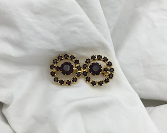 Broche Vintage Années 1950 - Cristaux Blancs Et Bleu Clair - Bijou Ancien