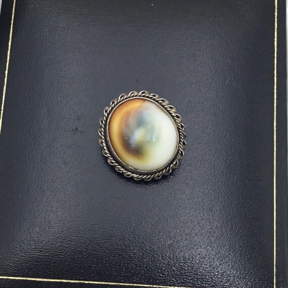 Antique operculum natural shell and silver stud. … - image 4