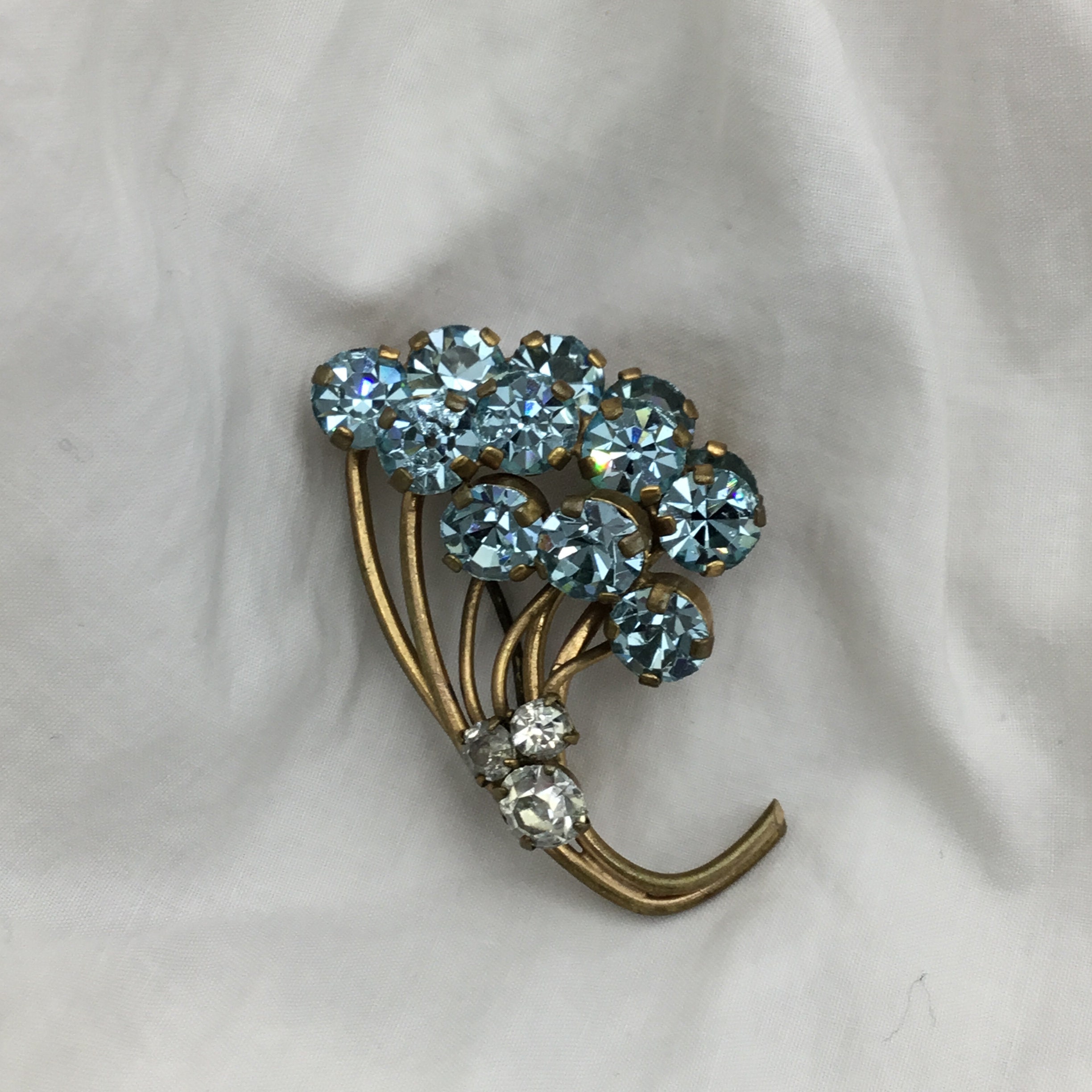 Huge 1950s Blue Rhinestone Brooch - Vintage Jewerly Collect
