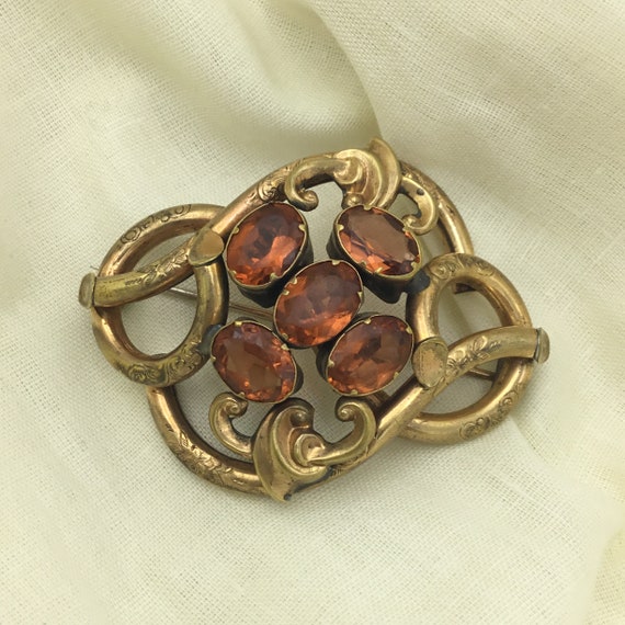 Antique Victorian rolled gold and orange glass pa… - image 5