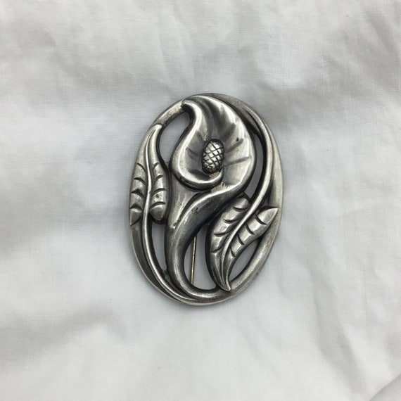 Mid Century Sterling Silver kala calla lily flowe… - image 3