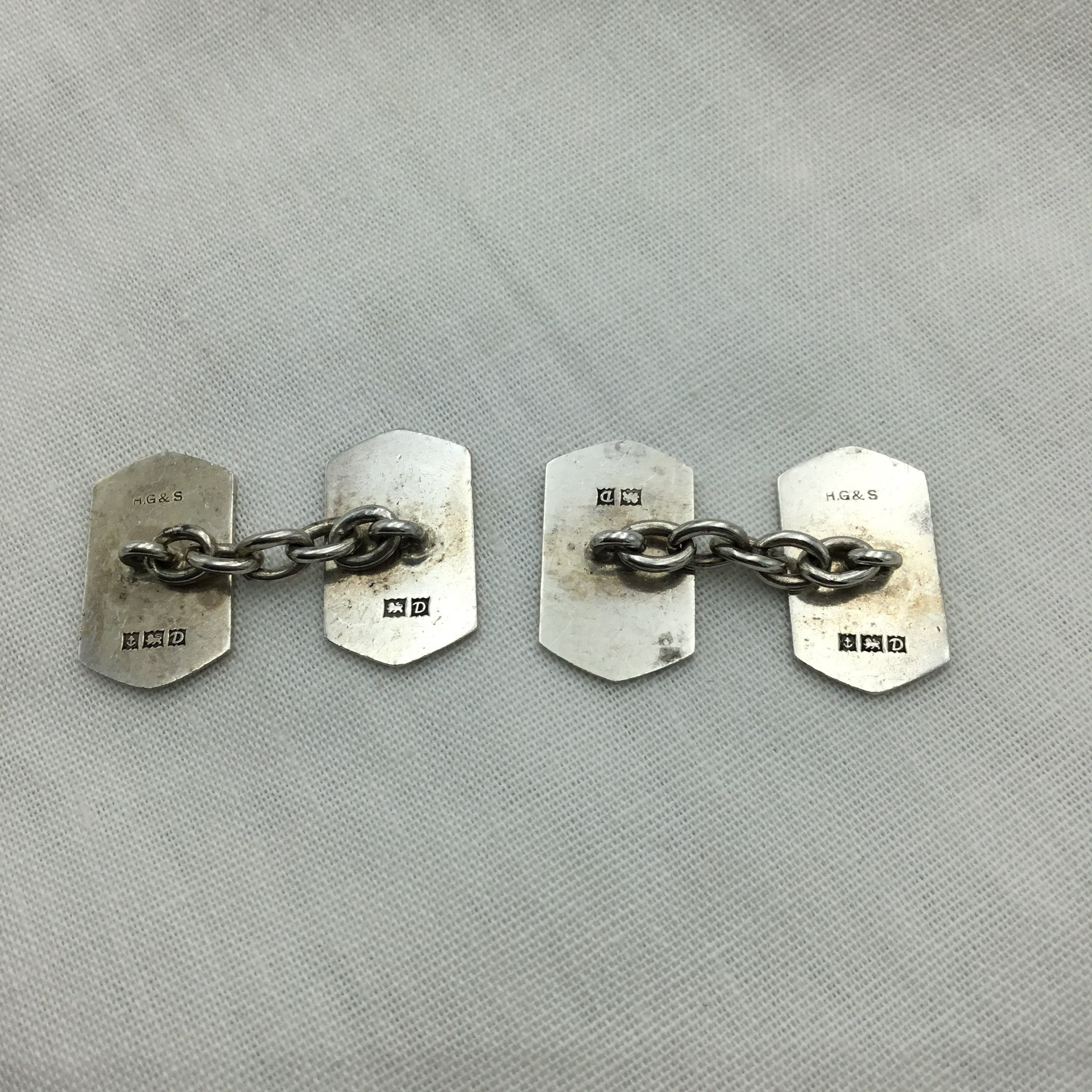 Vintage Mid Century Sterling Silver Cufflinks 1953 English Vintage Mid Century Sterling Silver Cufflinks 1953 English