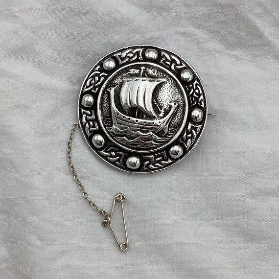 Vintage Silver Scottish Celtic Ship Circle Medium Siz Gem 5-celtic-knots