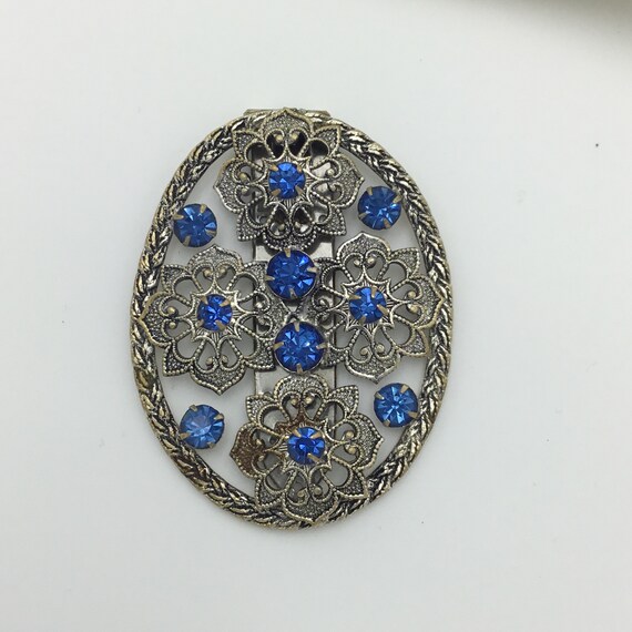 Vintage Art Deco big C1920s to 1930s sapphire blu… - image 9