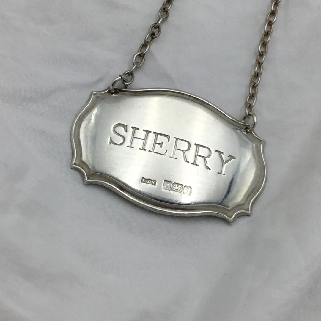 Vintage Sterling Silver Sherry Wine Label. England 1983. Weight 9g ...